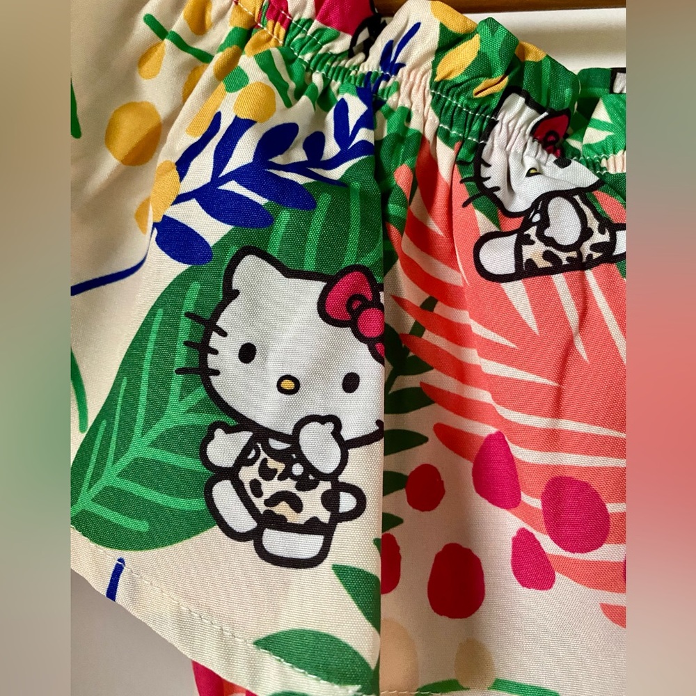 Hello Kitty and Friends Girls Off Shoulder Tropical Print Dress 9Y SHEIN X - Picture 3 of 16